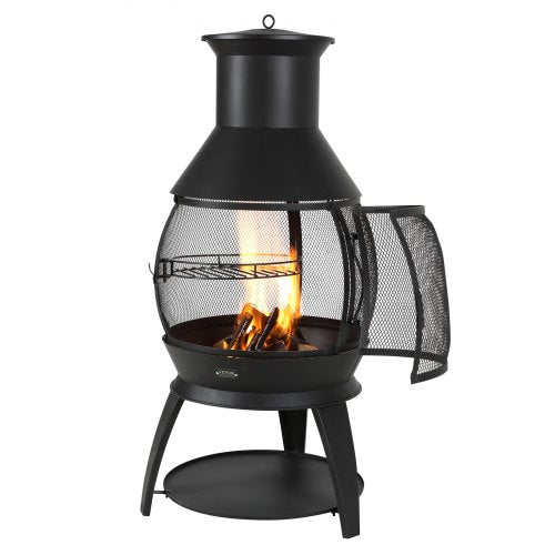 22 inch Chiminea outdoor iron fireplace with grill grate and chimney liner | EU