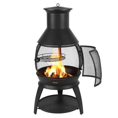 22 inch Chiminea outdoor iron fireplace with grill grate and chimney liner | EU