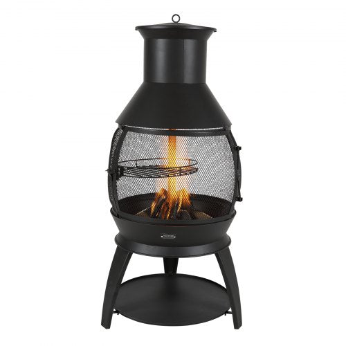 22 inch Chiminea outdoor iron fireplace with grill grate and chimney liner | EU