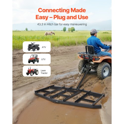 Pull Harrow 84" Wide Tow Behind Pull Harrow Steel Gravel Grader ATV UTV | EU