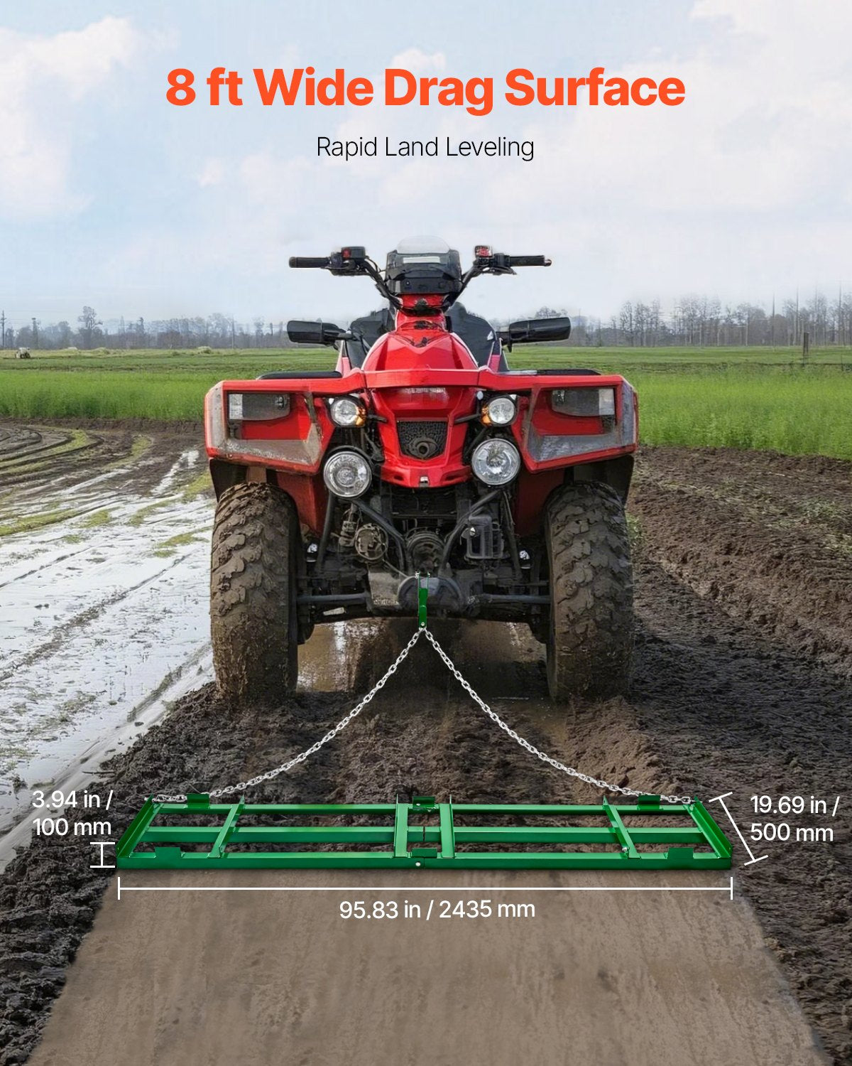 Drag Harrow 8 ft Heavy Duty Tow Behind Drag Harrow Driveway Graders