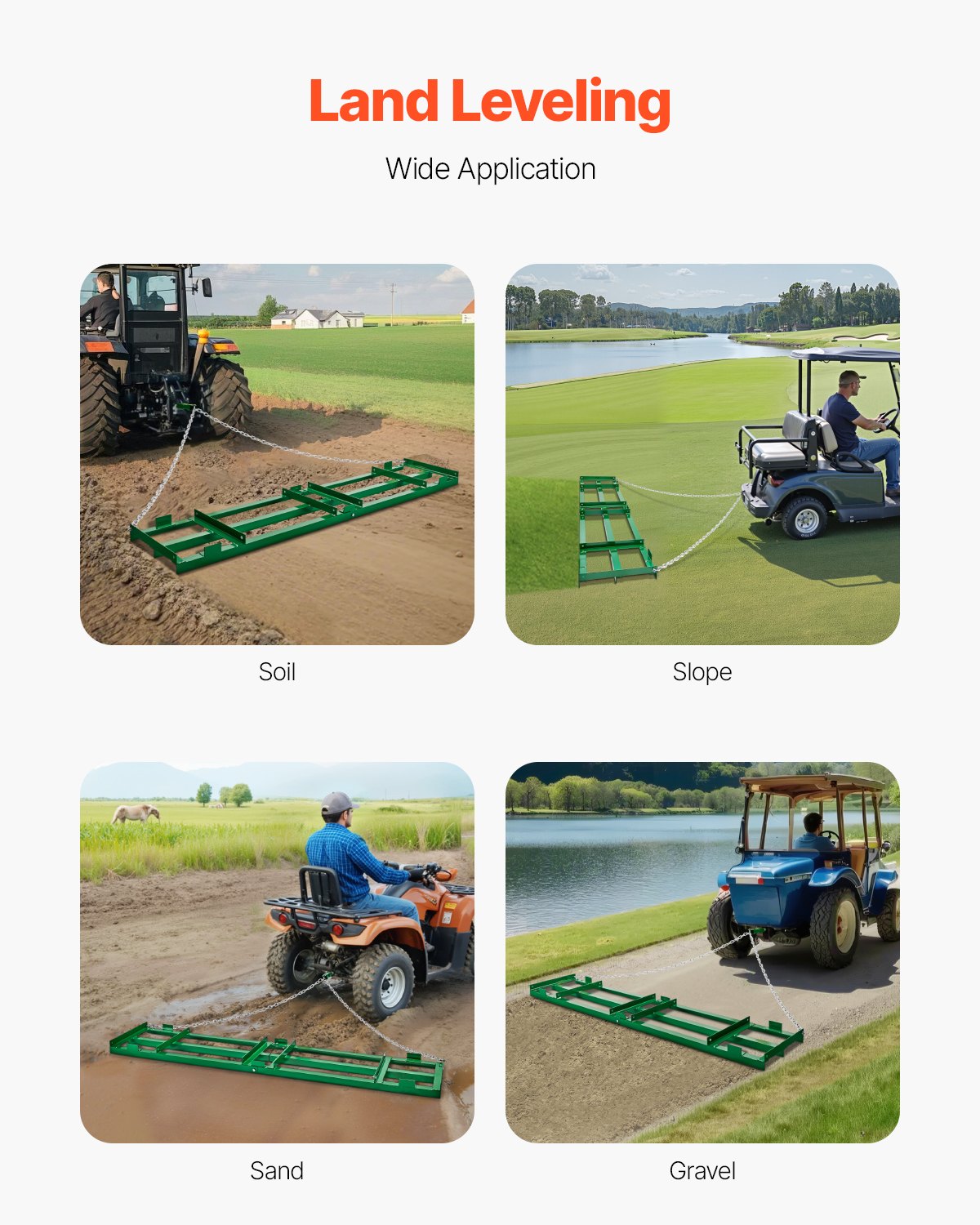 Drag Harrow 8 ft Heavy Duty Tow Behind Drag Harrow Driveway Graders
