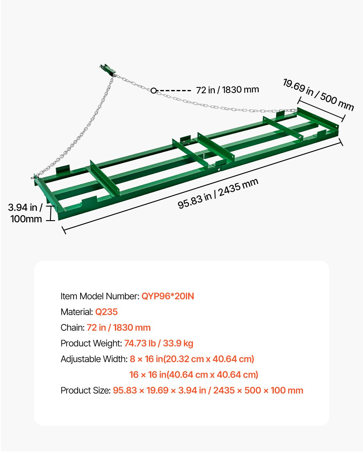 Drag Harrow 8 ft Heavy Duty Tow Behind Drag Harrow Driveway Graders