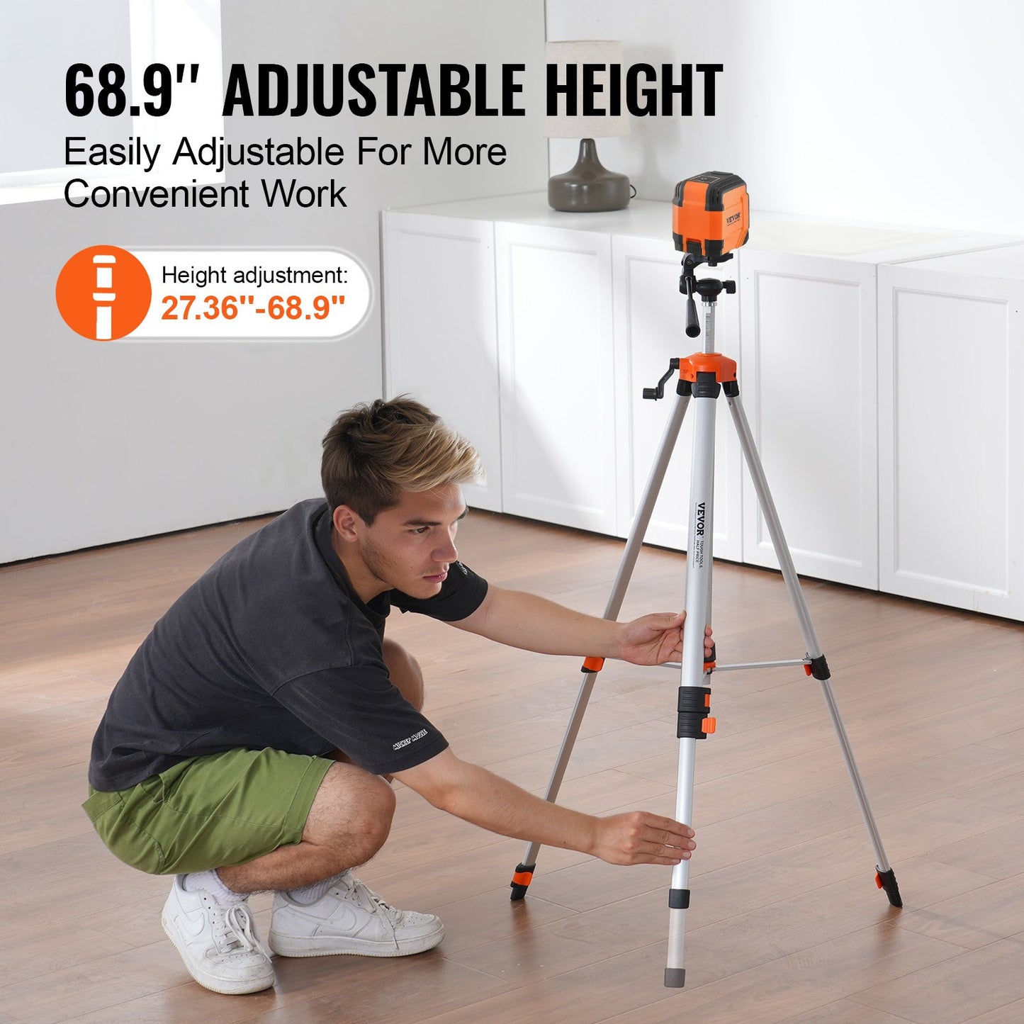 Laser Level Tripod ¼ x 20 tråd 27,36-68,11 tum Höjdjustering