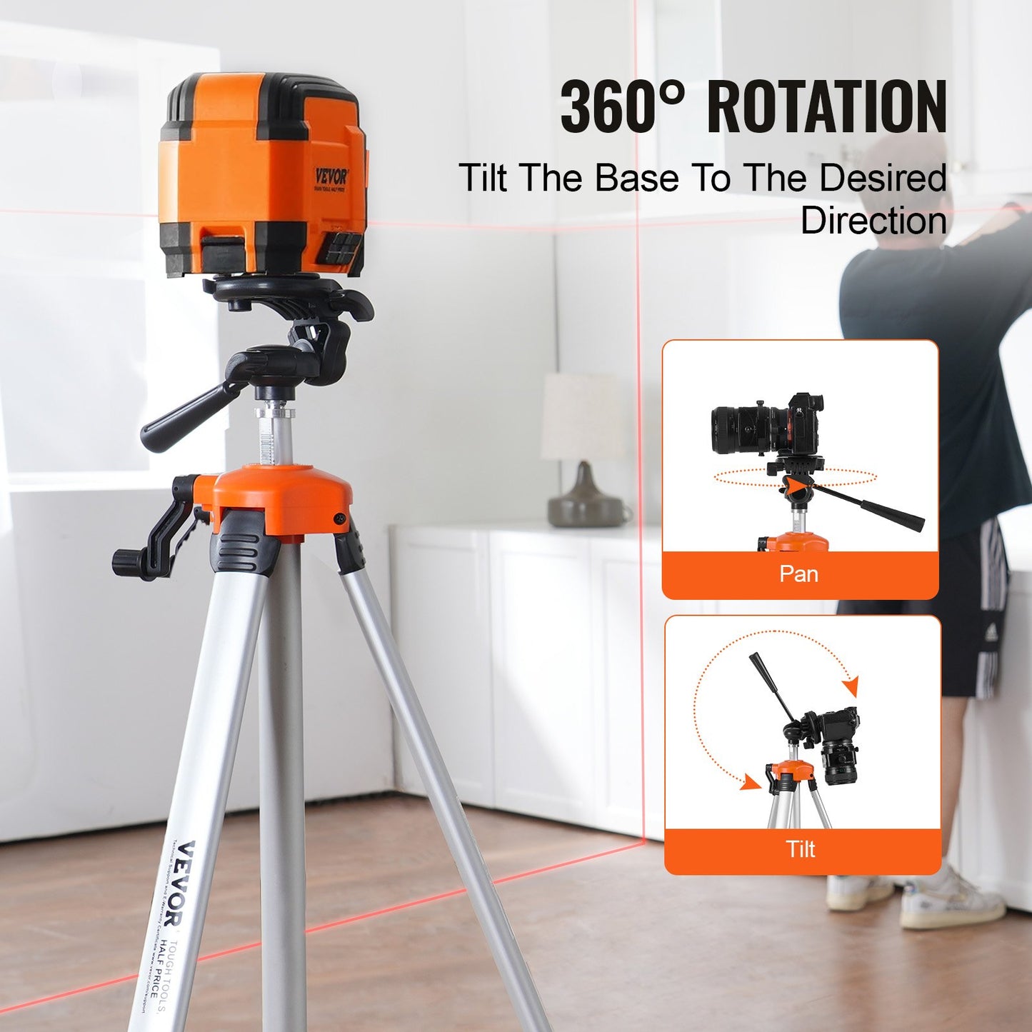 Laser Level Tripod ¼ x 20 tråd 27,36-68,11 tum Höjdjustering