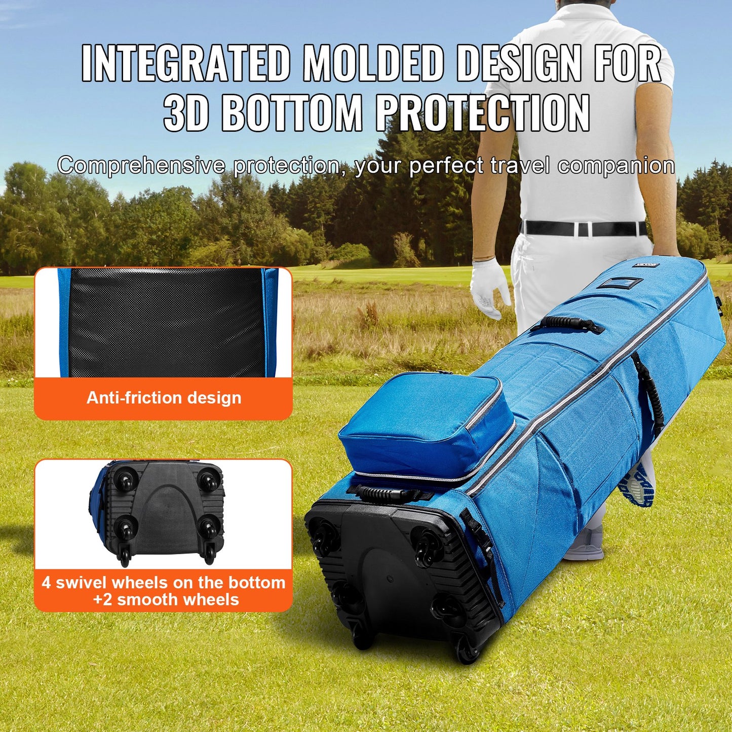 Golf Club Travel Bag Golf Luggage Bag Cover with Wheels 1200D Oxford