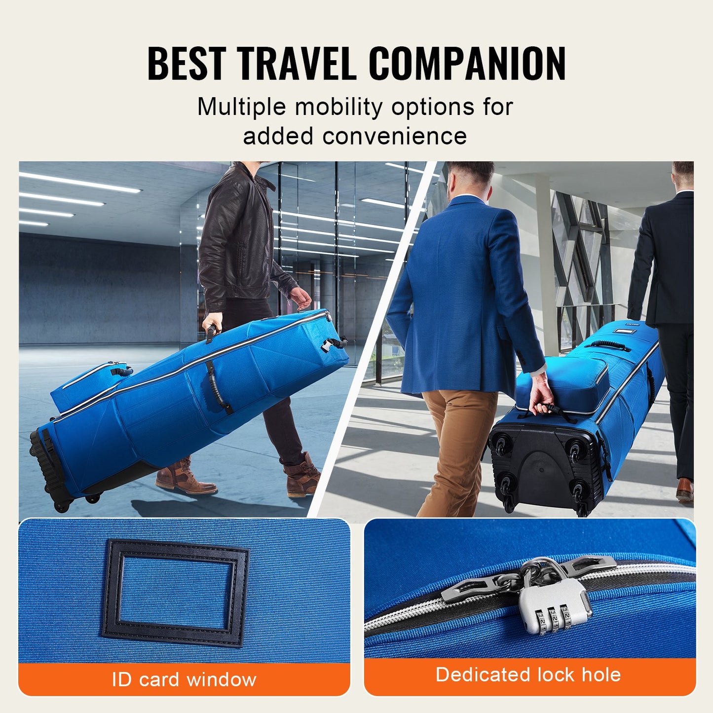 Golf Club Travel Bag Golf Luggage Bag Cover with Wheels 1200D Oxford