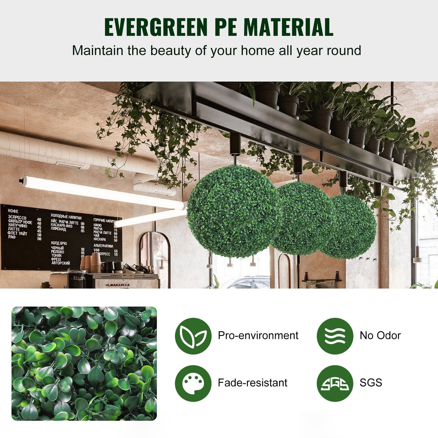 Konstgjorda växter buxbomsträd, 24 tum höga (2 stycken), kulformade faux topiaries växt, året runt gröna feaux växt dekorativa bollar för trädgård, balkong, trädgård, bröllop och heminredning