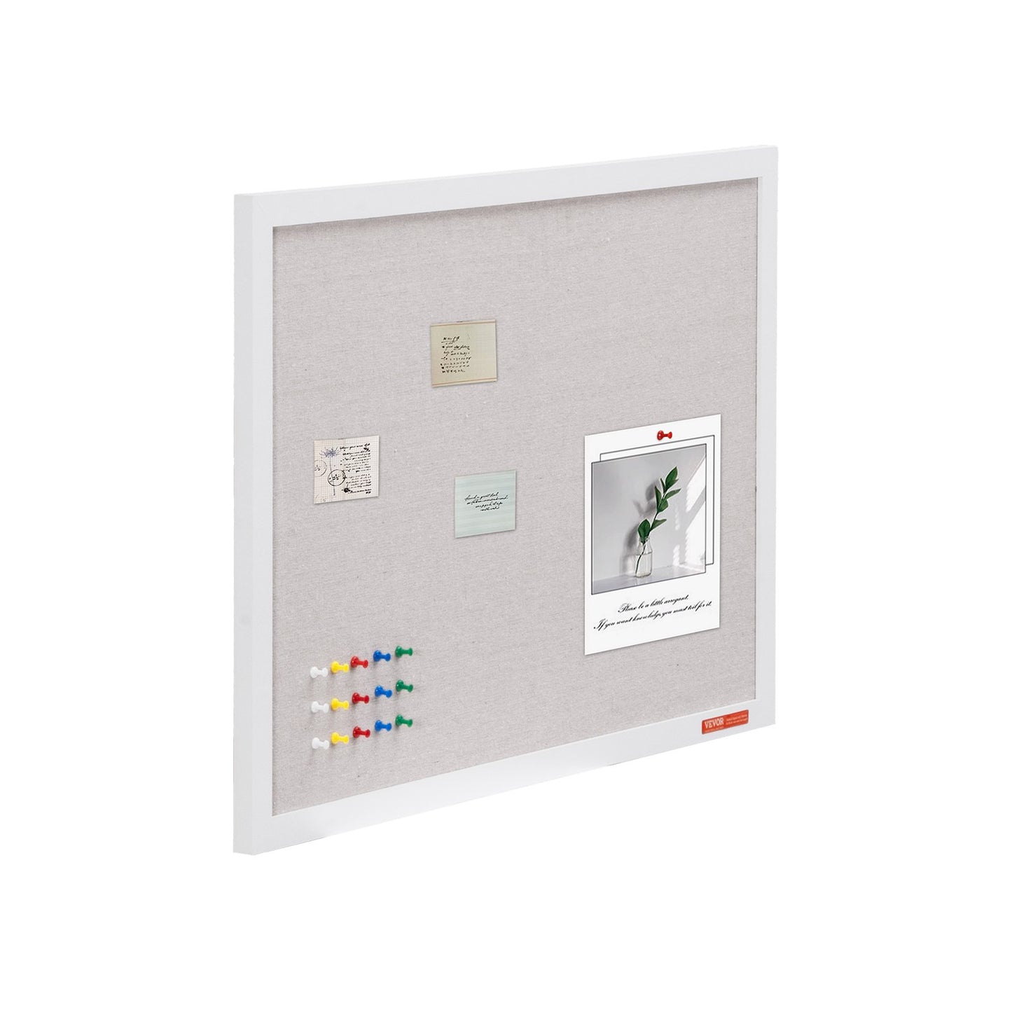 30"x20" White Cork Board with Linen Surface Wall Mounted Bulletin Board