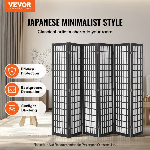 Rumsavdelare Japansk Väggavdelare 4 Paneler för Rumsavskiljning (Svart)