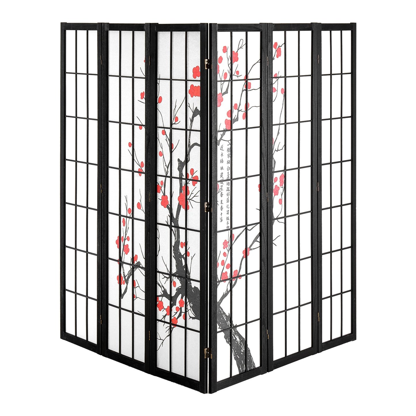 Room Divider Japansk Room Screen Divider 6 Panel för rumsseparering
