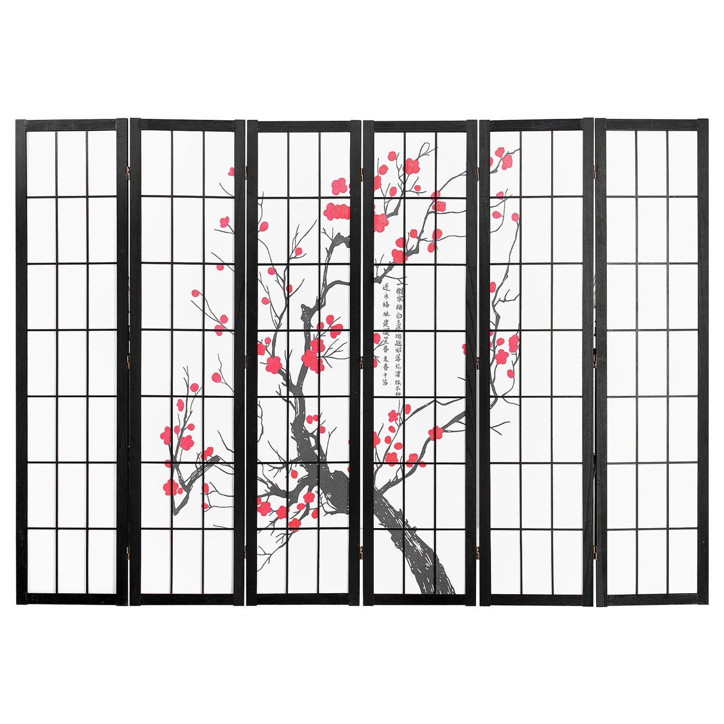 Room Divider Japansk Room Screen Divider 6 Panel för rumsseparering