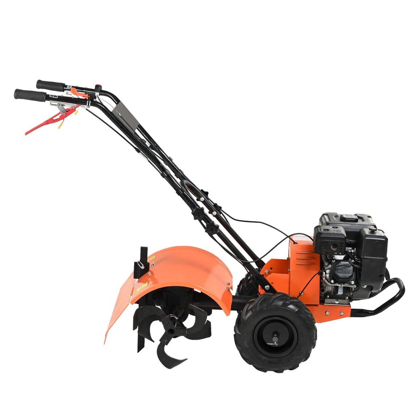 Motorhacke, Benzinbetriebene 212-cm³-4-Takt-Gartenhacke, Motorhacke mit 4 verstellbaren Stahl-Hinterzinken zum Kultivieren von Rasen, Garten und Ackerboden