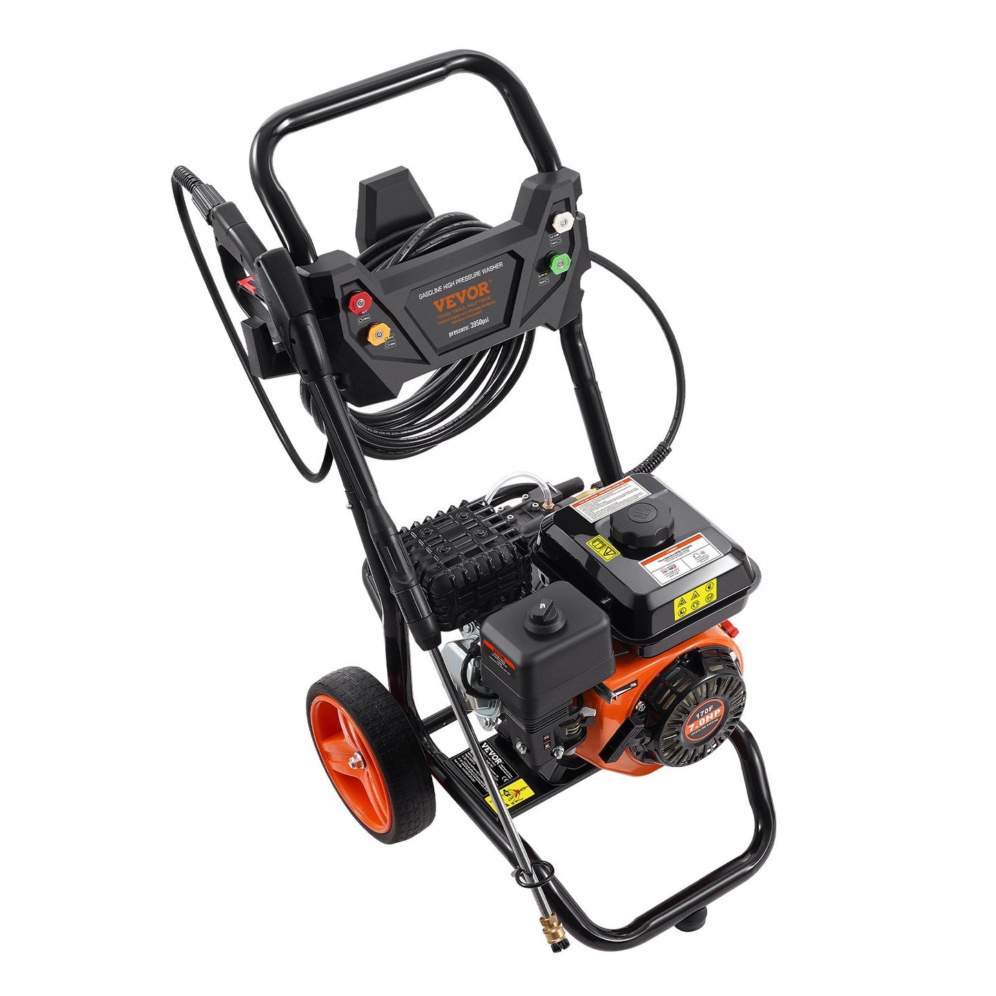 Gas Pressure Washer 3400 PSI 2.6 GPM with 5 Nozzles for Cars Vertical