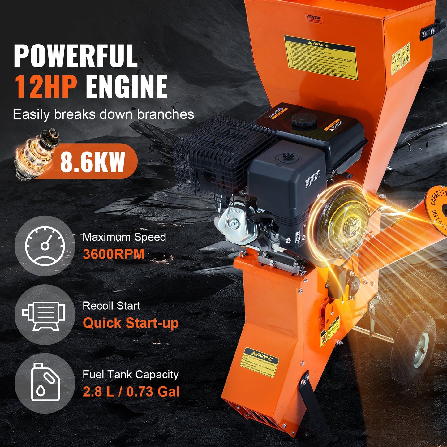 Flisklippare Mulcher 12 HP HeavyDuty gasdriven 6,7” 420cc 8,6kW