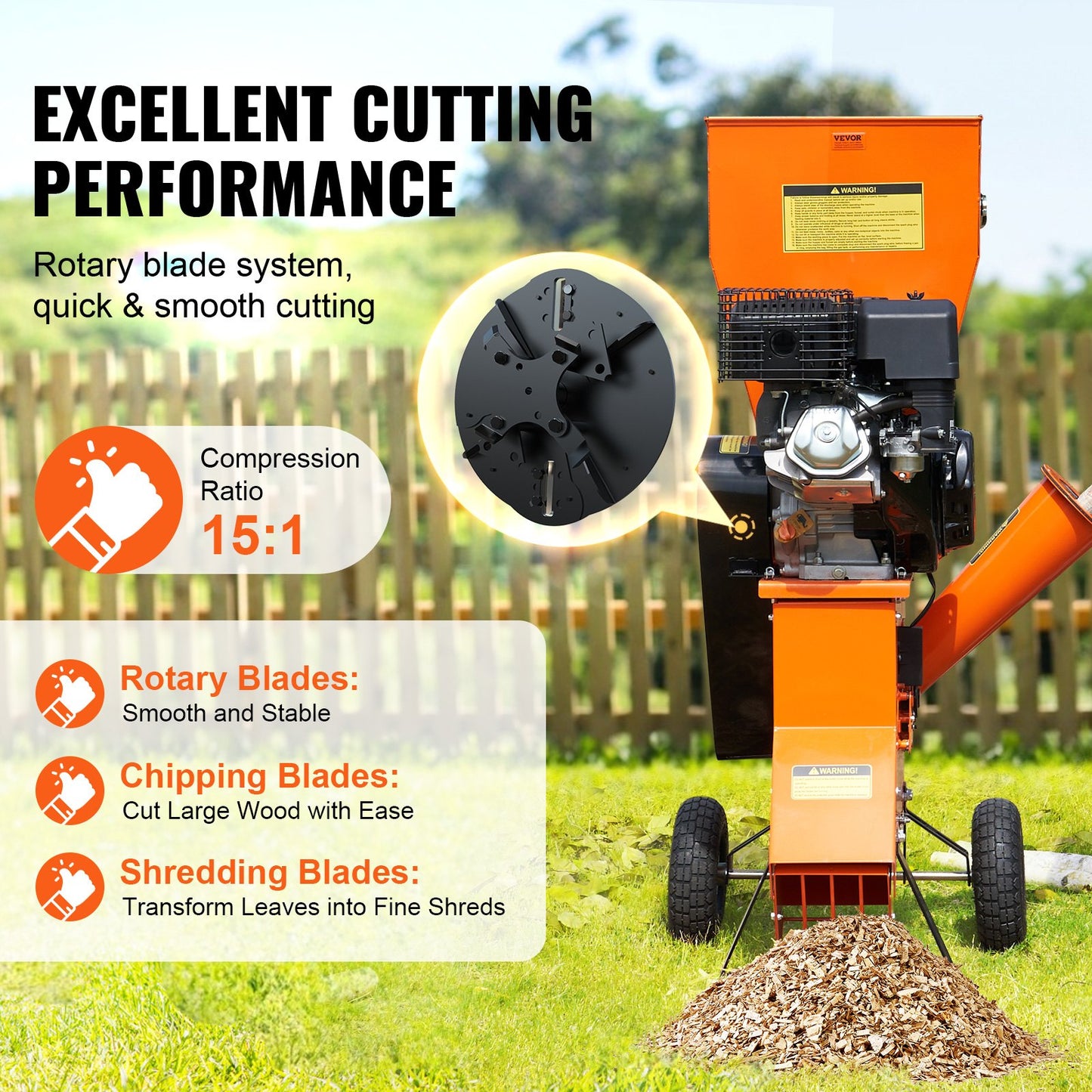 Flisklippare Mulcher 12 HP HeavyDuty gasdriven 6,7” 420cc 8,6kW