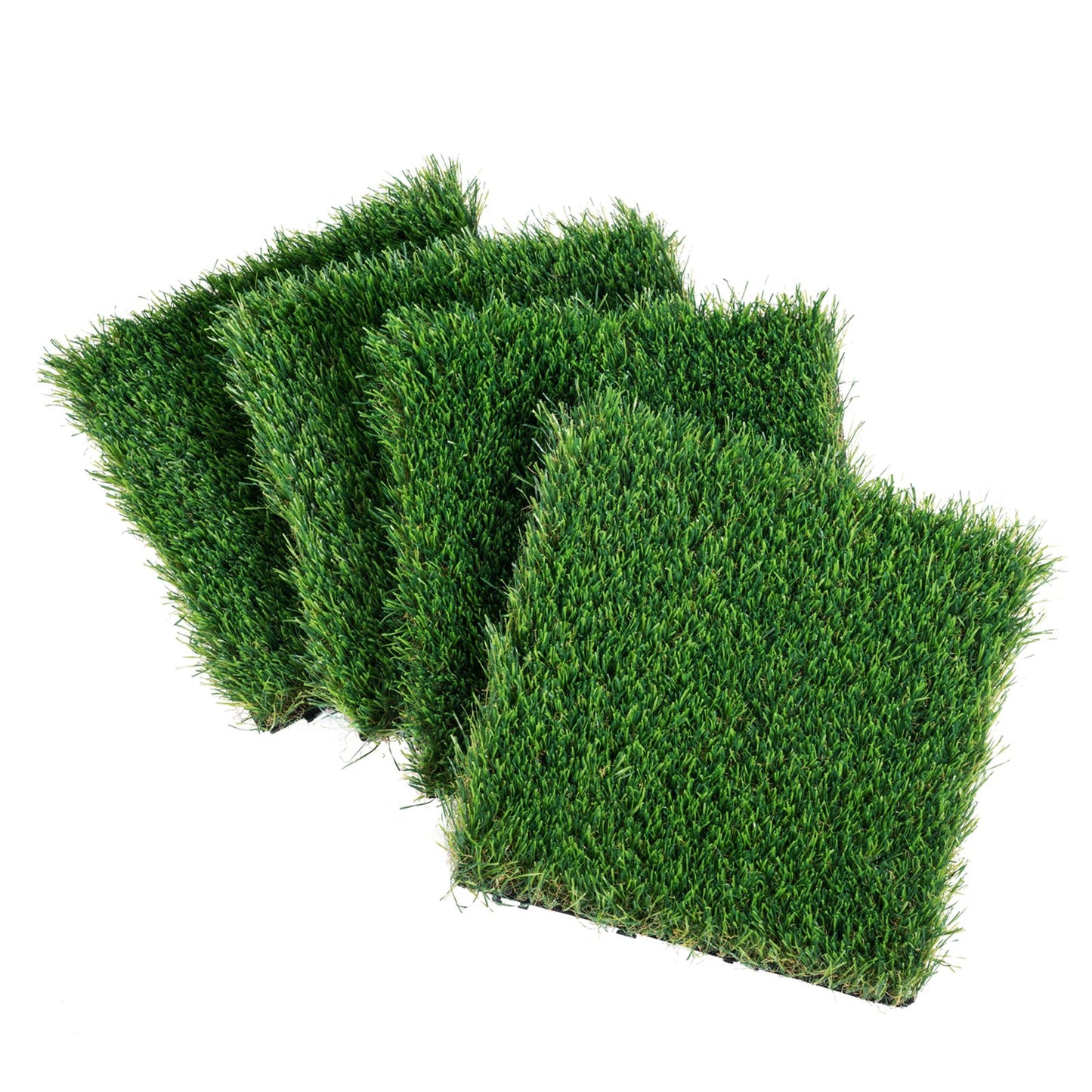 Artificial Grass Tiles Interlocking Lawn, 18-Pack 305x305mm, Synthetic Fake Grass Self-Draining Mat Floor Decor, Perfect for Multifunctional Indoor Outdoor Entrance Scratching Dog Mats