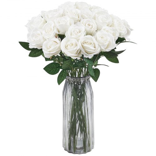 60 pcs white roses artificial flowers realistic bouquet for Christmas decoration | EU
