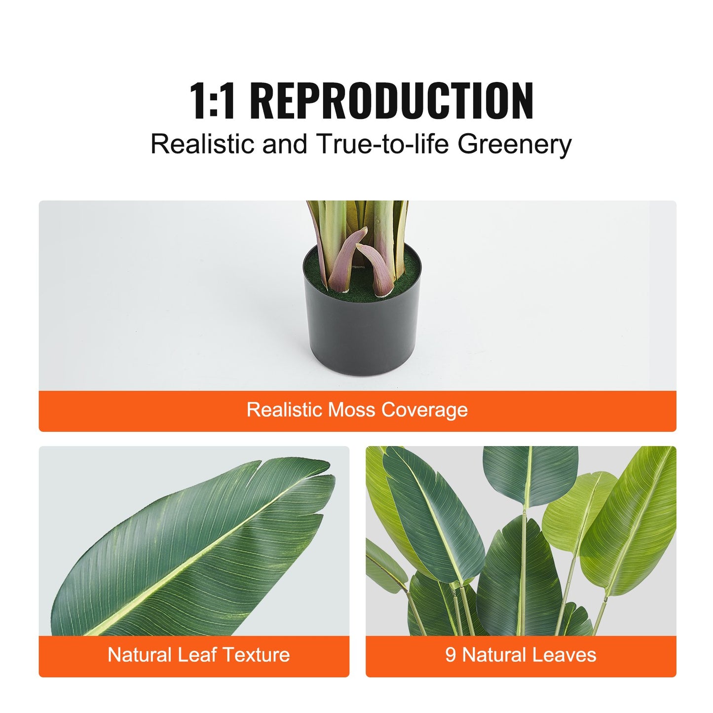 Artificial Birds of Paradise, 1.5m Tall Artificial Plant, PE Material and Tip-over Protection, Low Maintenance Plant, Lifelike Green Fake Tree for Home Office Warehouse Decor Indoor Outdoor
