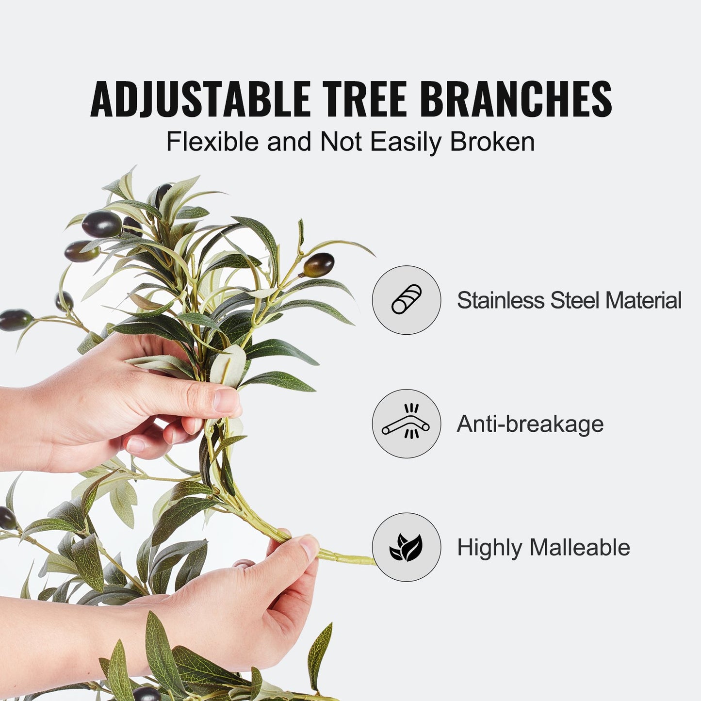 Artificial Olive Tree, 1.5m High Fake Plant, Safe PE Material and Tipover Protection Low Maintenance Plant, Lifelike Green Fake Potted Tree for Home Office Warehouse Decor Indoor Outdoor