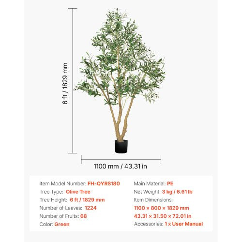 180 cm artificial olive tree tall artificial plant with pot for home office | EU