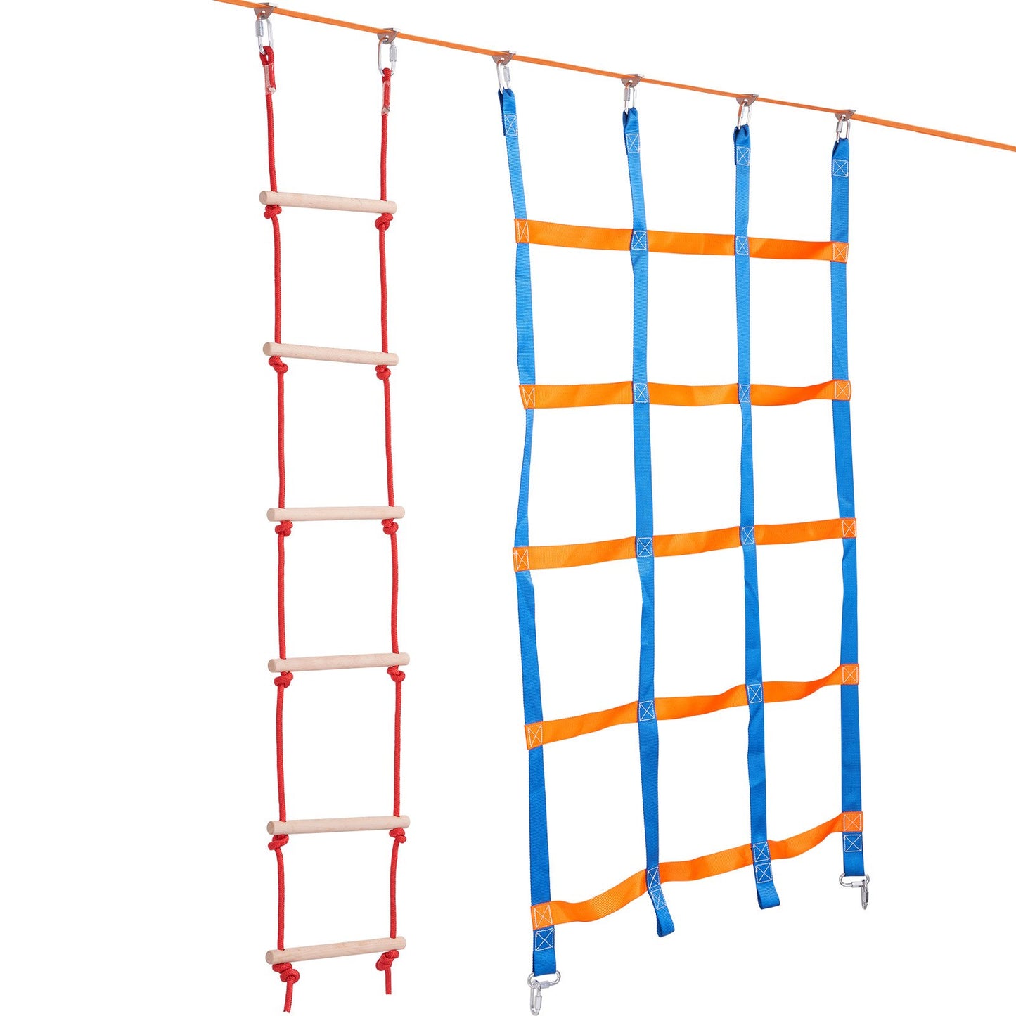 Ninja Warrior hinderbana för barn, 15,24 m väderbeständig Slacklines, 500lbs viktkapacitet Monkey Line, Utomhuslekutrustning, Bakgårdsleksaker Träningsutrustning Set med 10 hinder