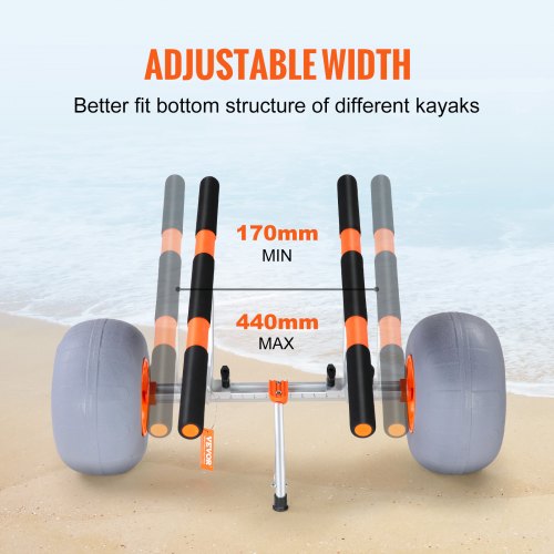 Heavy Duty Kayak Trailer, 350 lbs Load Capacity, Foldable Canoe Trailer with 12-inch Tires, Adjustable Carrier Width & Non-Slip Support Feet, for Kayaks Canoes Paddleboards Float Mats Jon Boats | EU