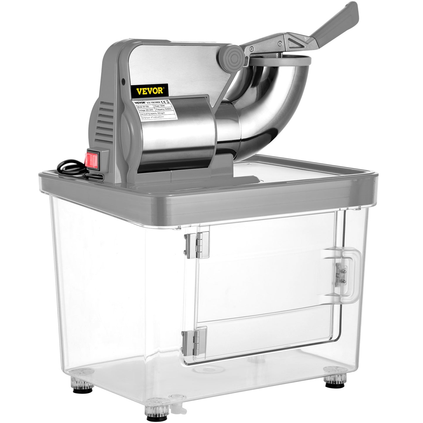 Snow Cone Machine Commercial 180kg/H, Snowball Machine Commercial 1450 r/Min, Snow Cone Machine with Insulation Ice Box, Snow Cone Maker PC Material Stainless Steel Snowcone Machines, Silver