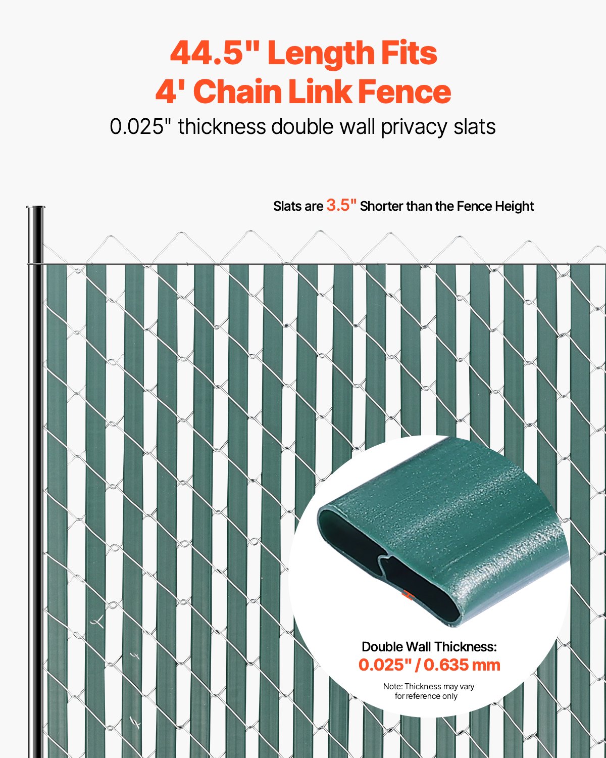 Chain Link Fence Privacy Slats Double Wall for 4' High Fence Bottom Lock