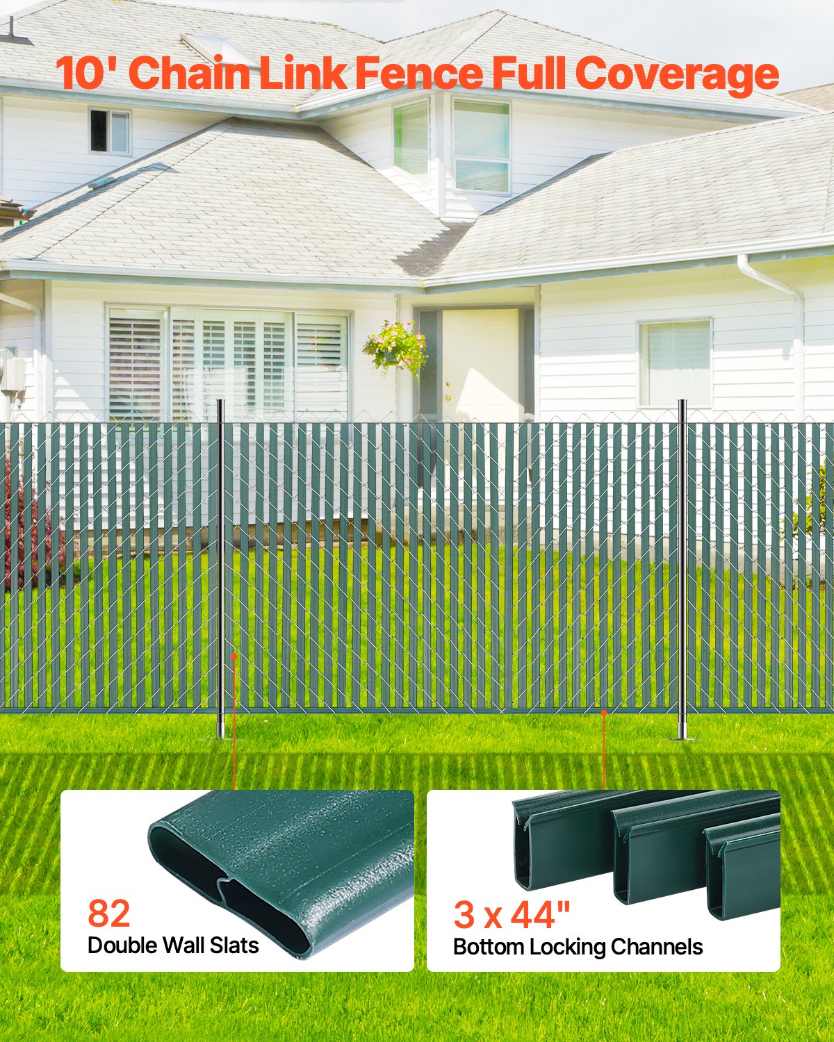 Chain Link Fence Privacy Slats Double Wall for 4' High Fence Bottom Lock