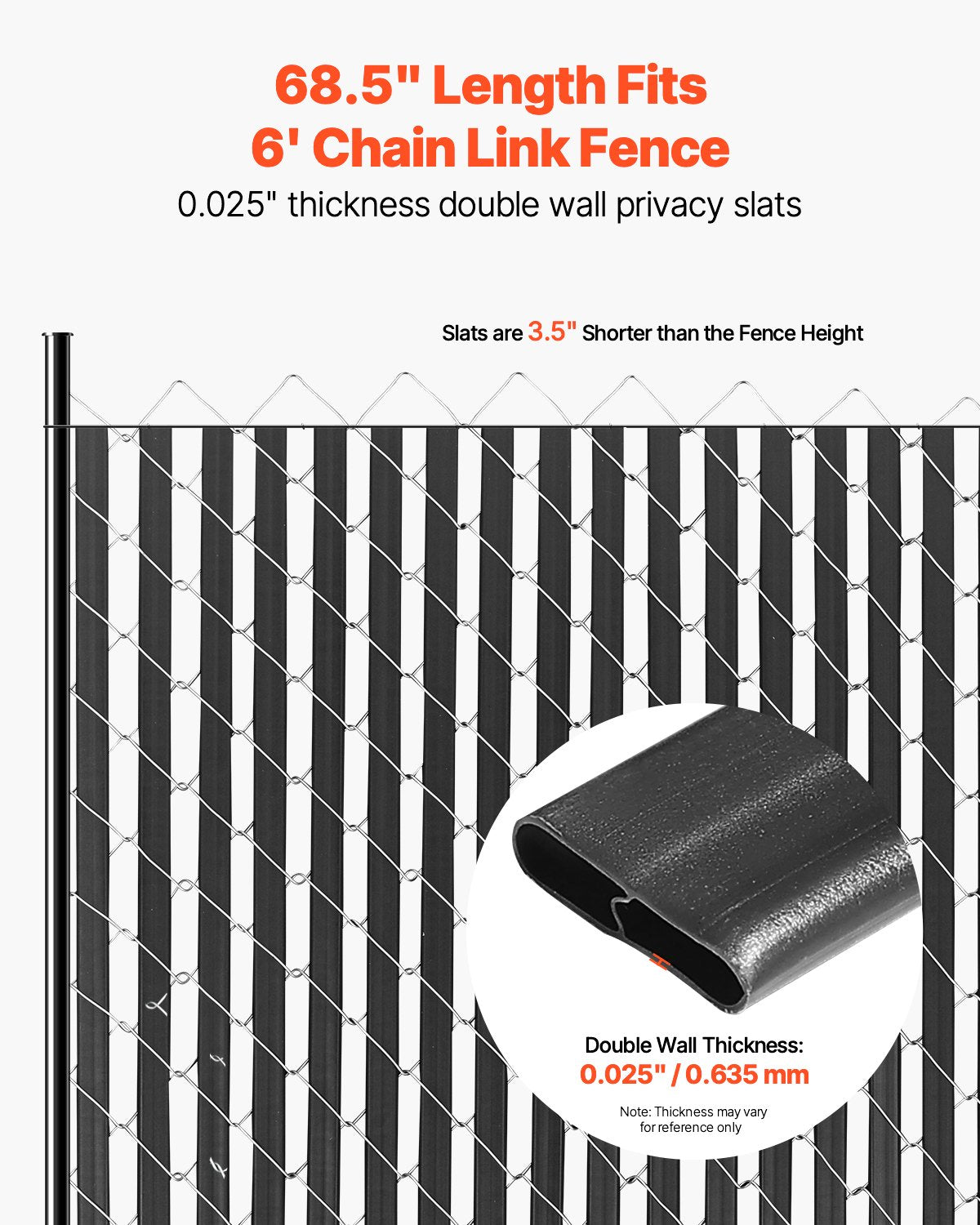 Chain Link Fence Privacy Slats Double Wall for 6' High Fence Bottom Lock