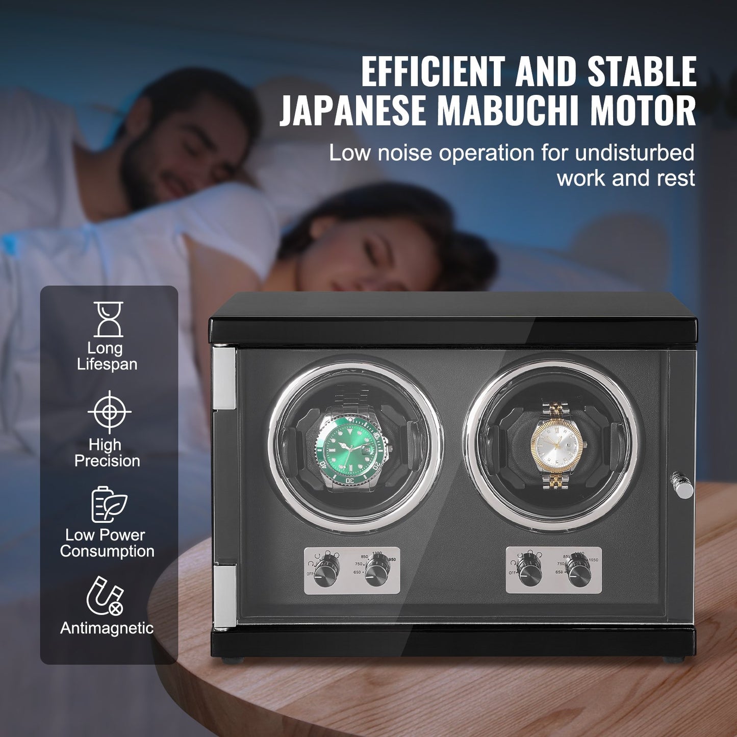 Watch Winder Dual Watch Winder för automatisk klocka med 2 Mabuchi-motorer