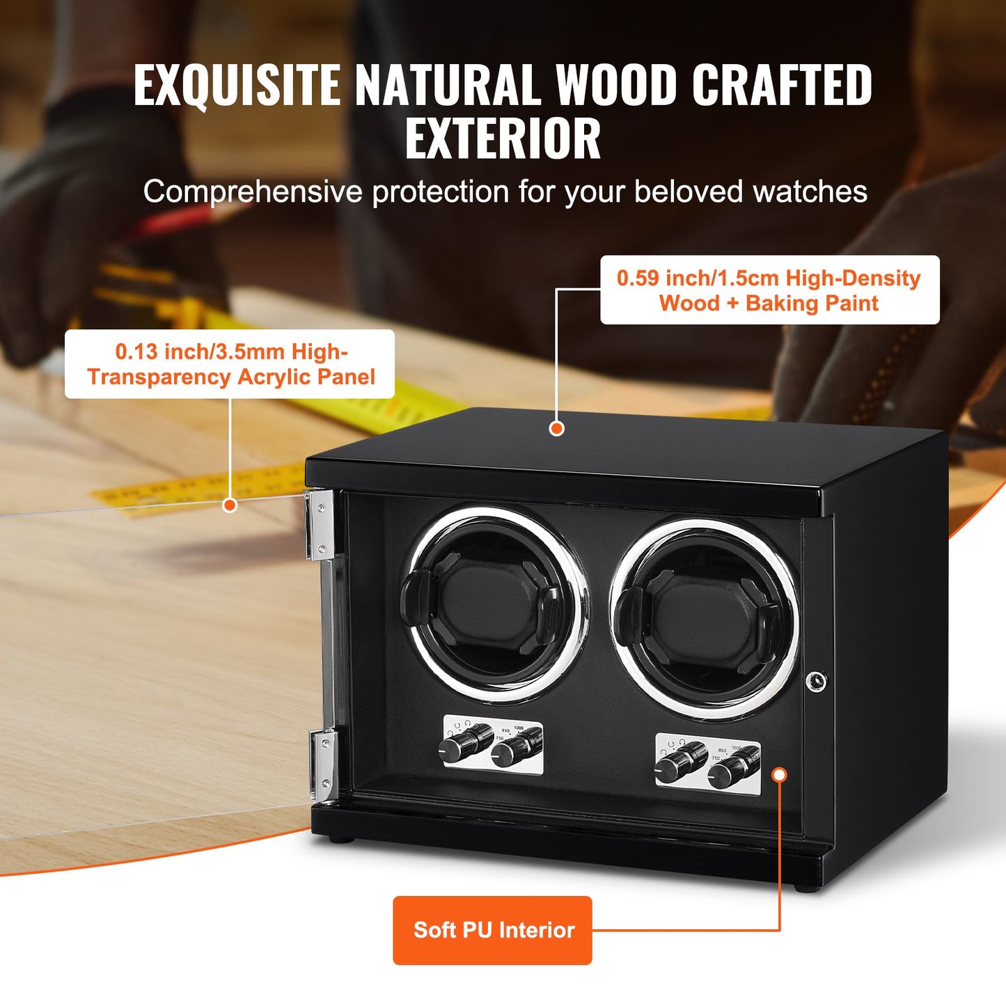 Watch Winder Dual Watch Winder för automatisk klocka med 2 Mabuchi-motorer
