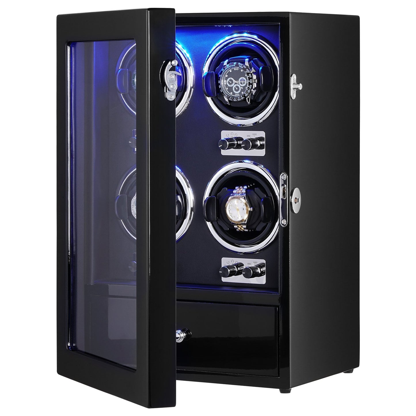 Watch Winder för 4 automatiska klockor med 4 tysta japanska Mabuchi-motorer