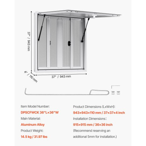 92x92 cm Serviersystem für Imbisswagen, Markise