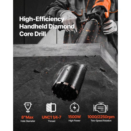 Diamant-Kernbohrgerät-Handbeton-Kernbohrgerät 8 Zoll-Durchmesser 1500W