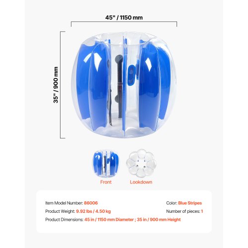 4FT/1.2M Uppblåsbara Bumperbollar PVC Body Sumo Zorbboll Utomhusspel | EU