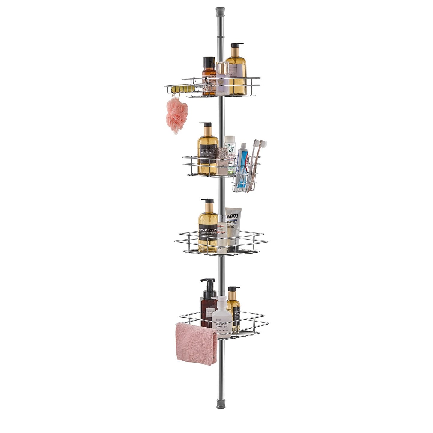 42" to 114" High Shower Corner Caddy Tension Rod Stainless Steel Tension Rod