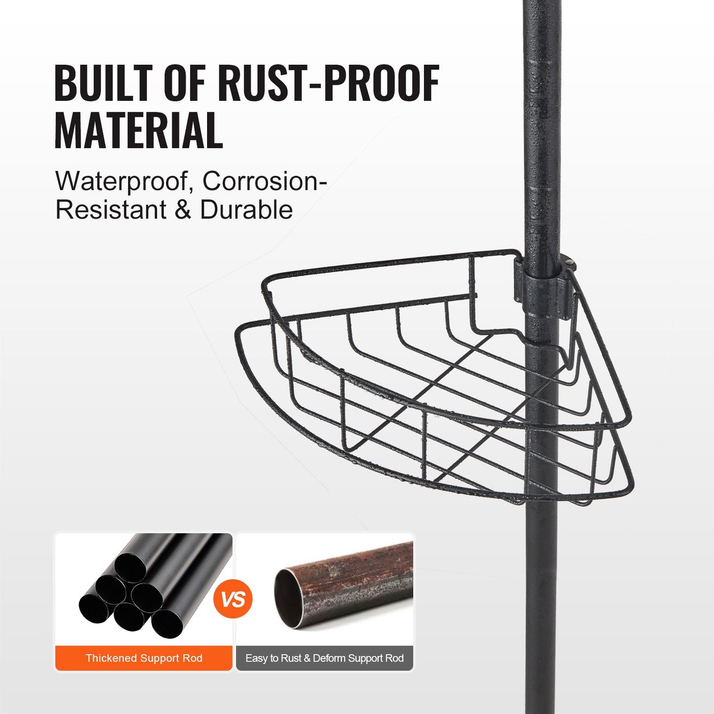 56" till 114" High Shower Corner Caddy Spännstång Rostsäker Spännstång