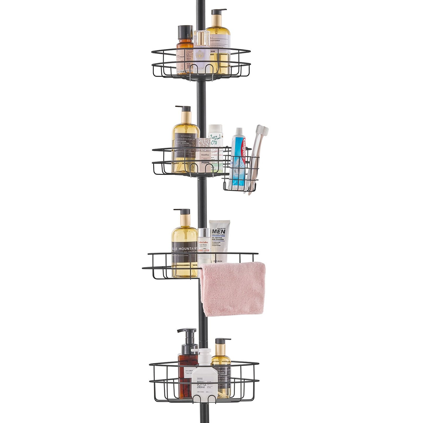 56" till 114" High Shower Corner Caddy Spännstång Rostsäker Spännstång