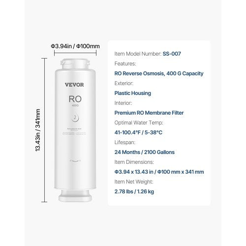 Omvänd Osmos System Ersättning för SS-002 Vattenfilter Under Vask