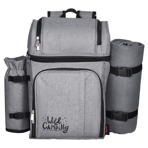 Strand-Picknick-Rucksack für 4 Personen mit Kühlfach grau | EU