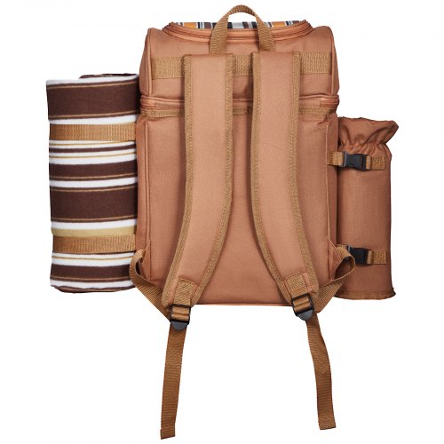 Beach picnic backpack for 4 people with cooler compartment brown | EU