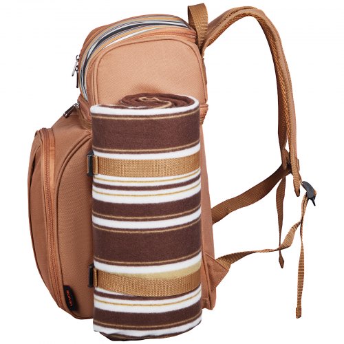 Beach picnic backpack for 4 people with cooler compartment brown | EU