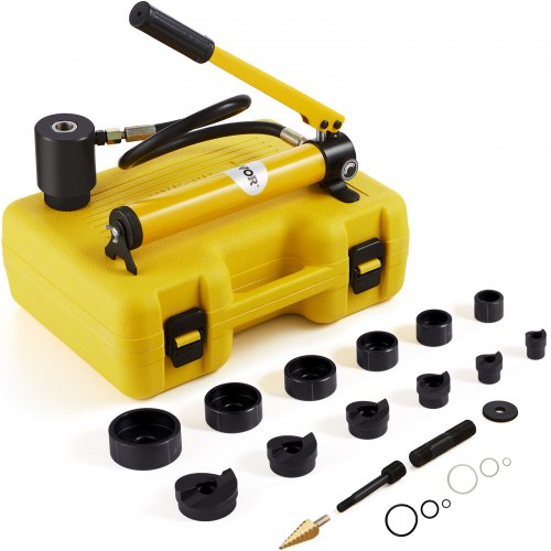 10 Ton Hydraulic Knockout Punch Set, 1/2" to 2" Hole Cutting Kit, KO Tool Sets with Punches 6 Pieces, Metal Sheet Metal Punching Tools, for Aluminum, Brass, Stainless Steel, Fiberglass and Plastic | EU