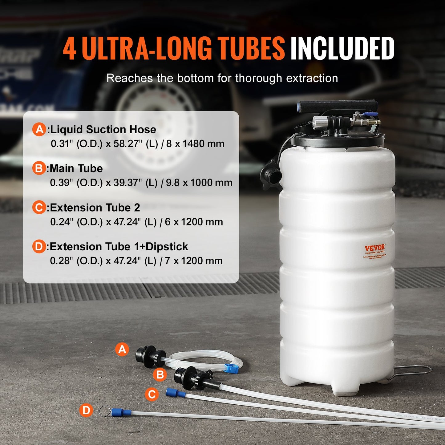 Vätskeutsug, 4 gallon (15 liter), pneumatisk/manuell oljebytare Vakuumvätskeutsug med oljesticka och sugslang, oljeutsugsbytespump för vakuumevakuering av fordonsvätskor