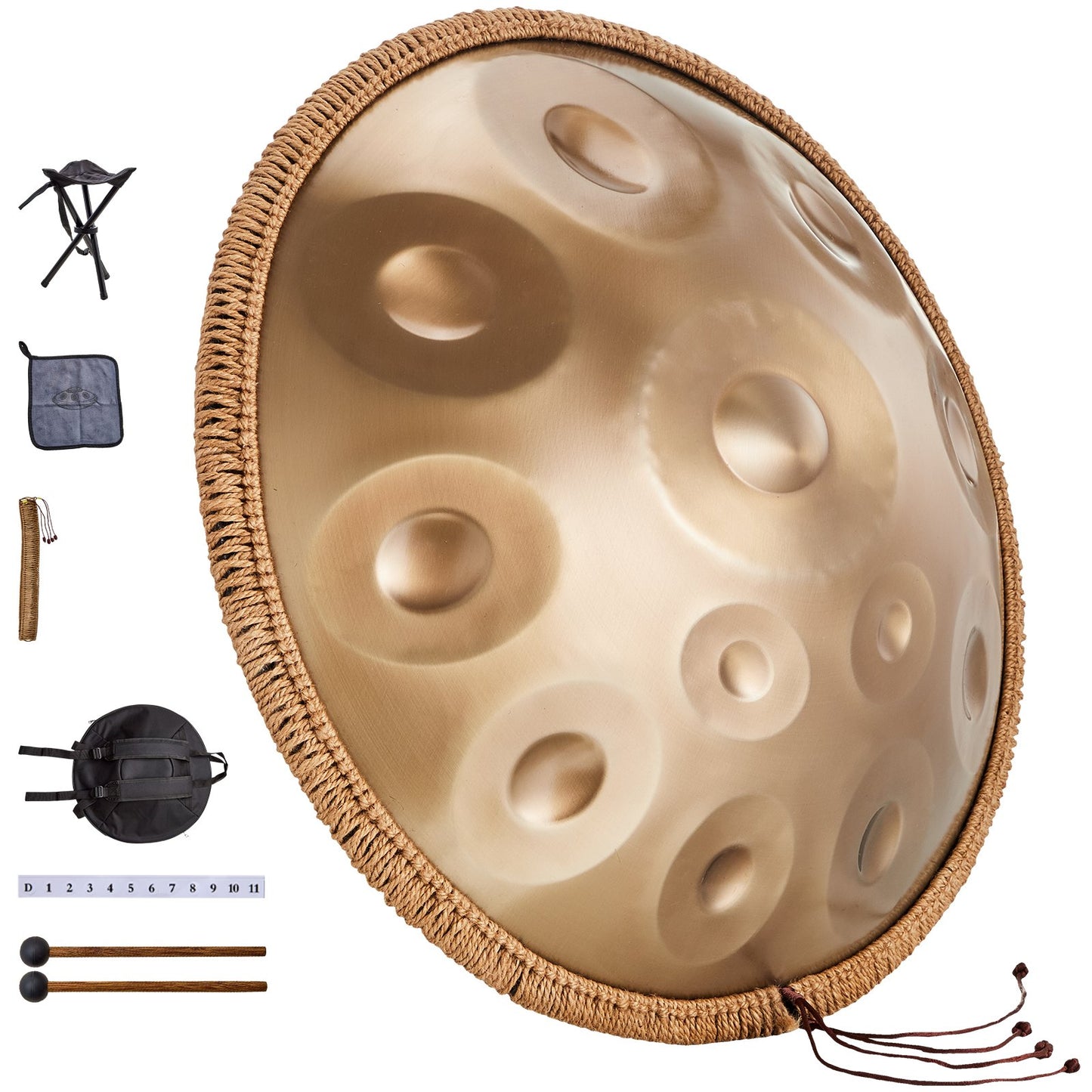 Handpan Trumma 22 i 12 toner D-moll Handtruminstrument med mall