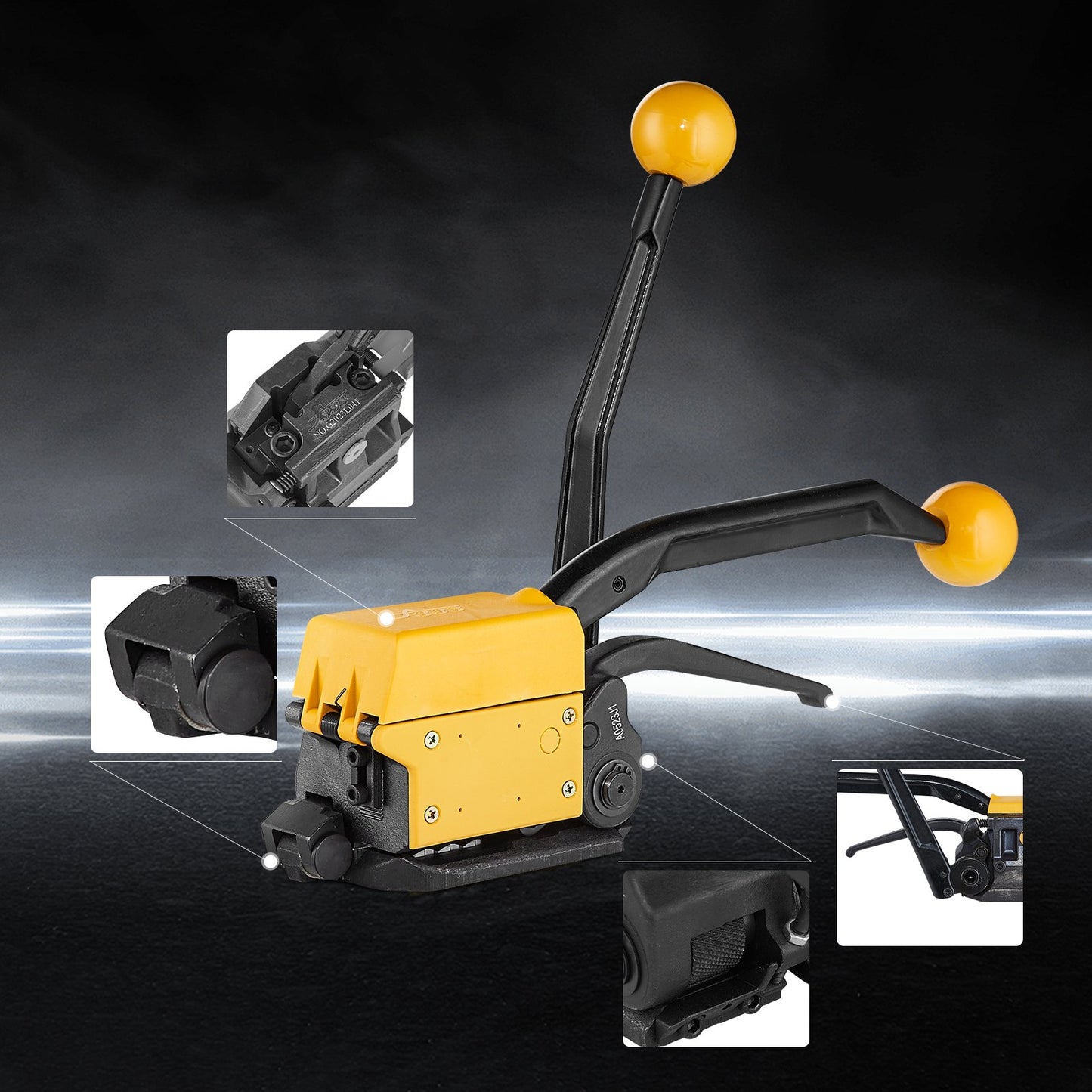 Steel Strapping Tool for 1/2"-3/4" Width, 3-in-1 (Stretcher, Presser, Cutter) Manual Belt Packaging Strapping Machine Packaging Metal Steel Strapping Strapping Tool Machine for Stainless Steel Straps