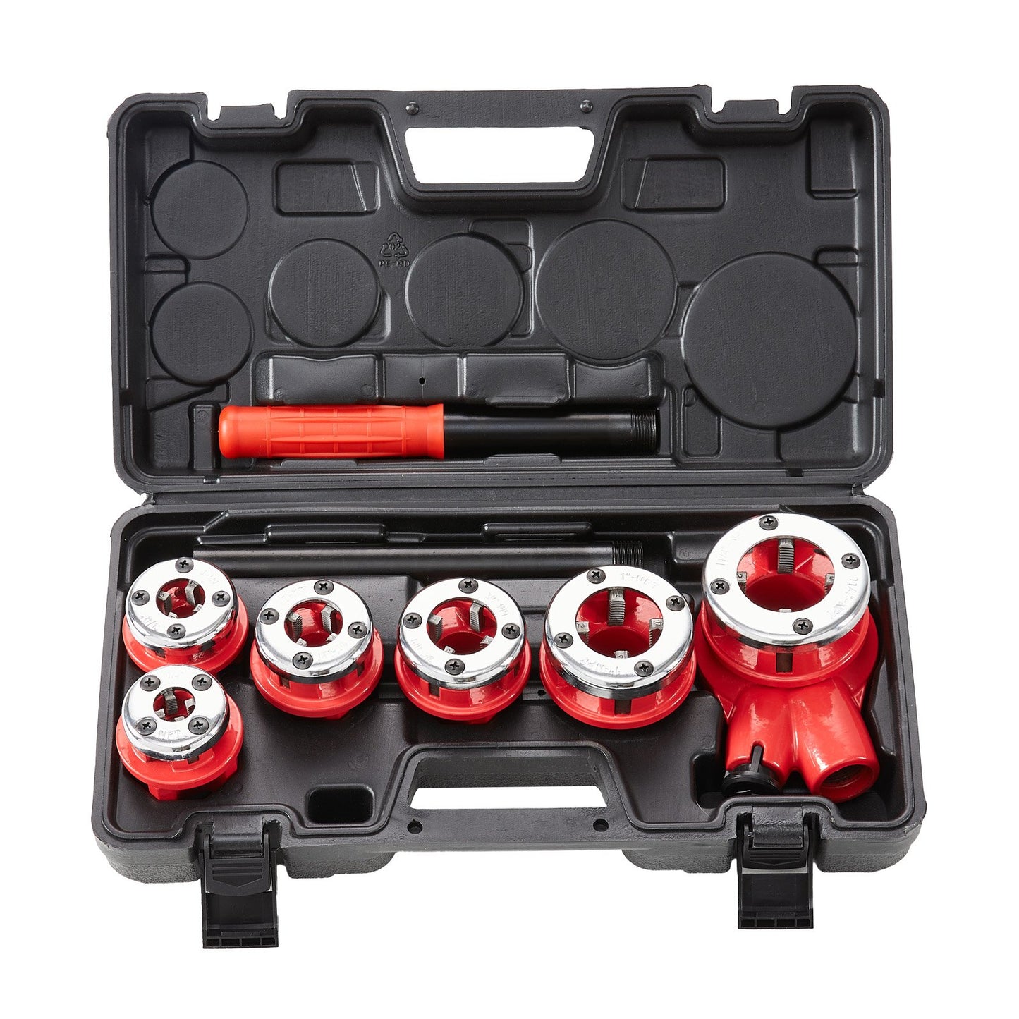 Ratchet Pipe Threader Kit, 1/4" NPT - 1-1/4" NPT Manual Ratchet Pipe Threader, Portable Pipe Threading Tool Set with 6 PCS NPT Nozzles, Storage Case for Galvanized Aluminum Iron Copper Pipes