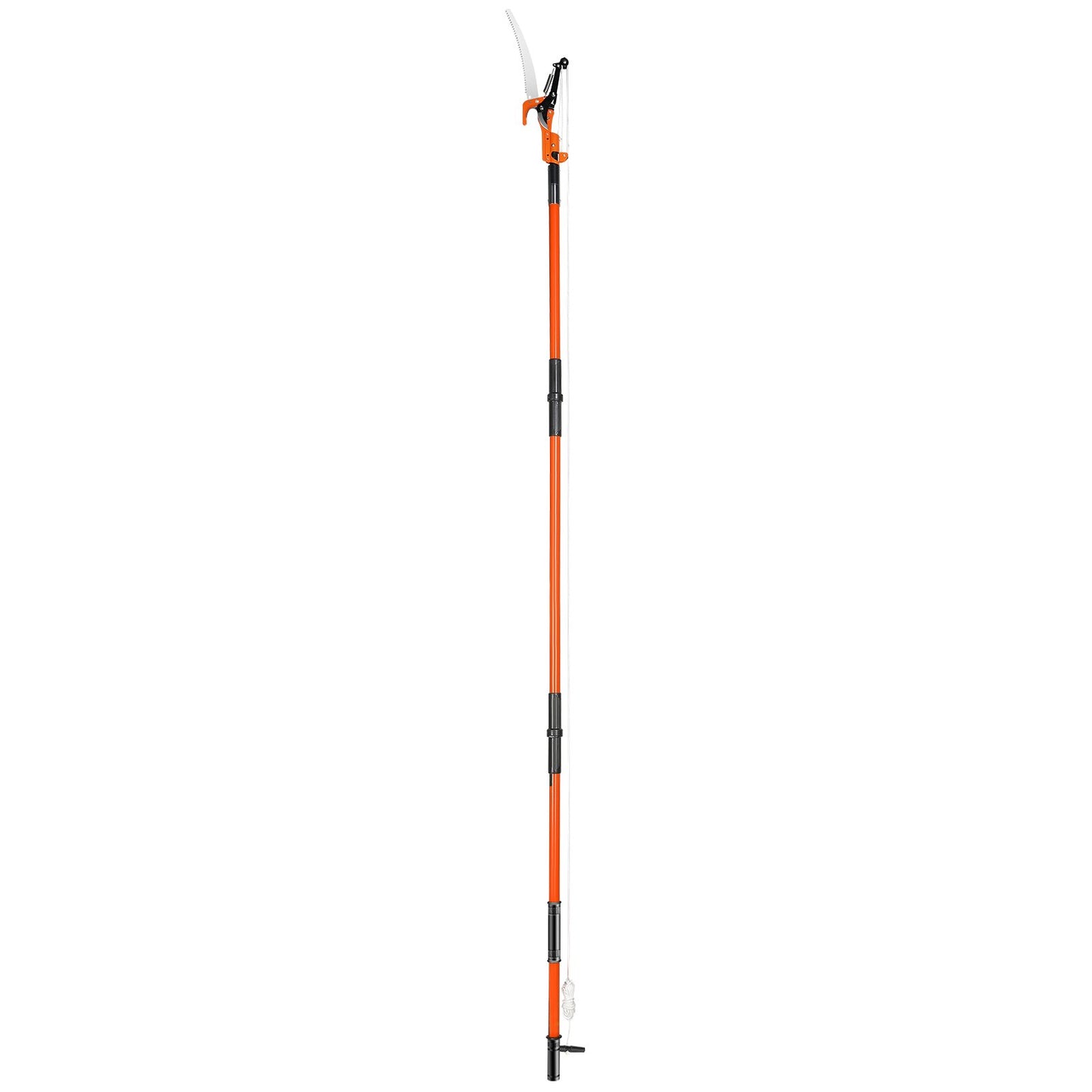 Manual Pole Saw, 7.3-27ft Extendable Tree Pruner, Sharp Steel Blade and Scissors High Branch Trimming, Branch Trimmer with 8 Lightweight Fiberglass Handles, for Palm and Shrub Pruning